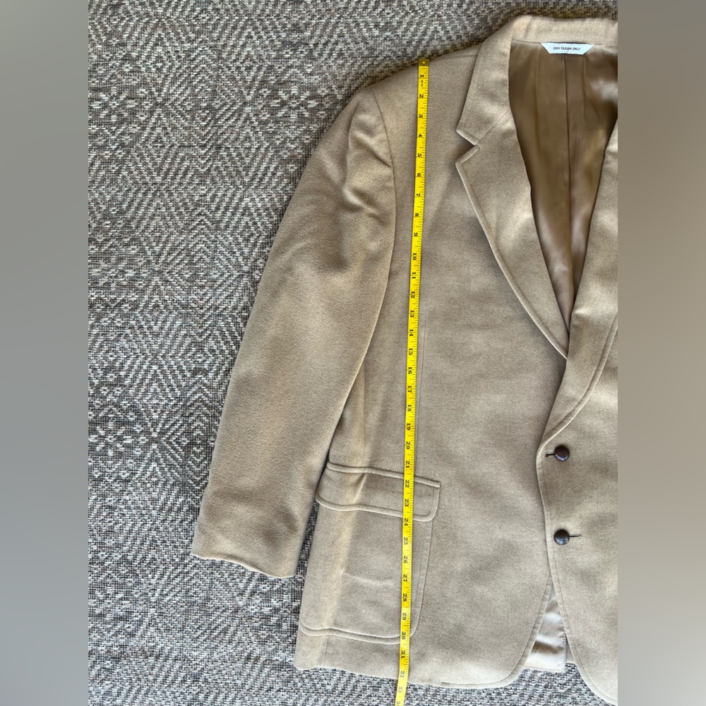 Vintage Mens 100%‎ Camelhair Sports Coat Blazer Leather Buttons Hanny's Arizona - Picture 3 of 9